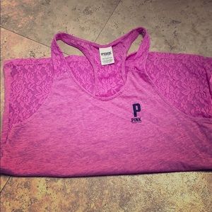 Neon purple lace racer back VS tank